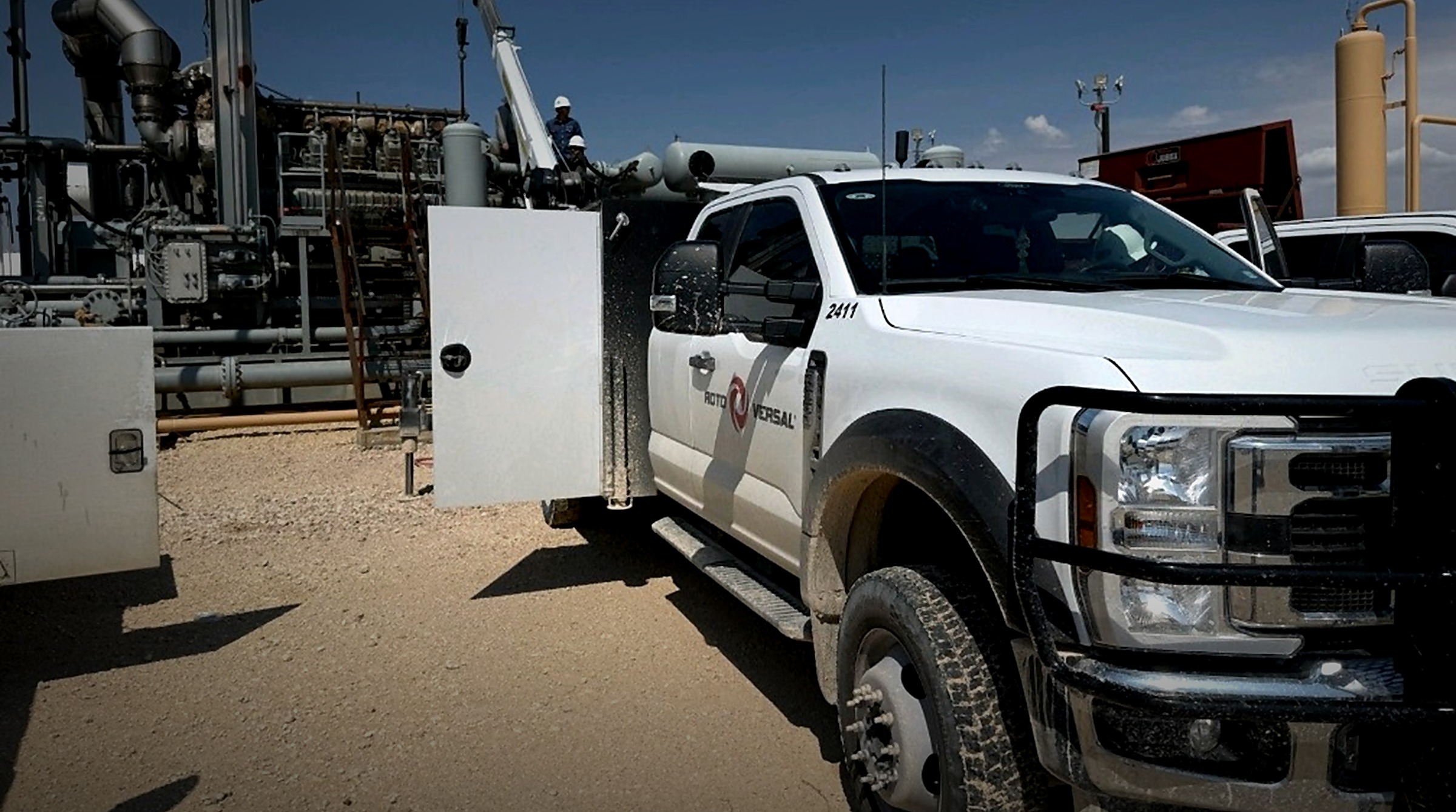Roto-Versal work truck at a natural gas compression site